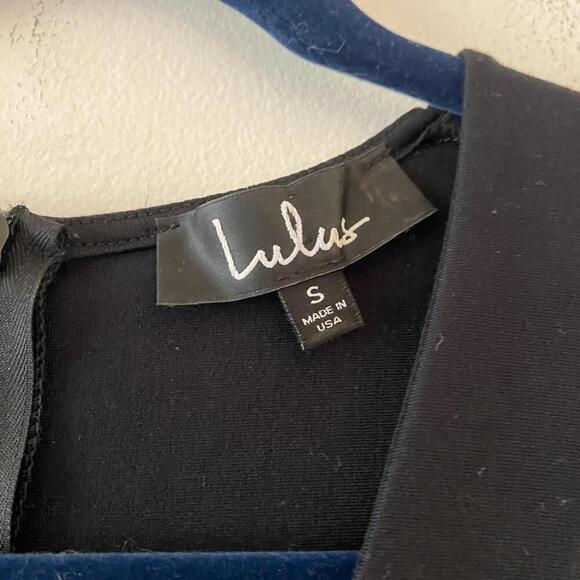 LULUS be me black sleeveless v neck draped skirt mini dress - Picture 4 of 6